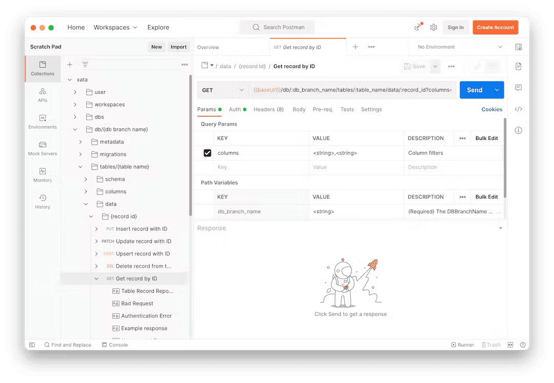 Xata API in Postman
